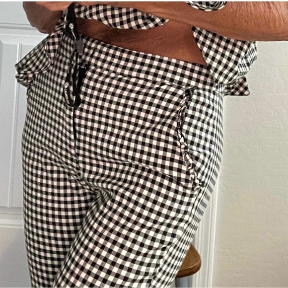 Zara Black & White Gingham Checked Ankle Crop Pants Medium Like New - Picture 9 of 12